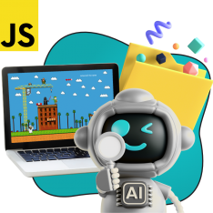 Язык программирования JavaScript + AI. Проектное обучение + геймификация + AI-помощники - КИБЕРшкола программирования для детей, компьютерные курсы для школьников, начинающих и подростков - KIBERone г. Смоленск